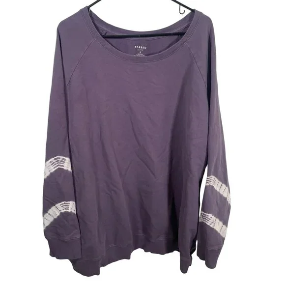 Torrid Everyday Fleece Crew Neck Pullover Womens 4 Plus Purple Tie Dye - Picture 1 of 6